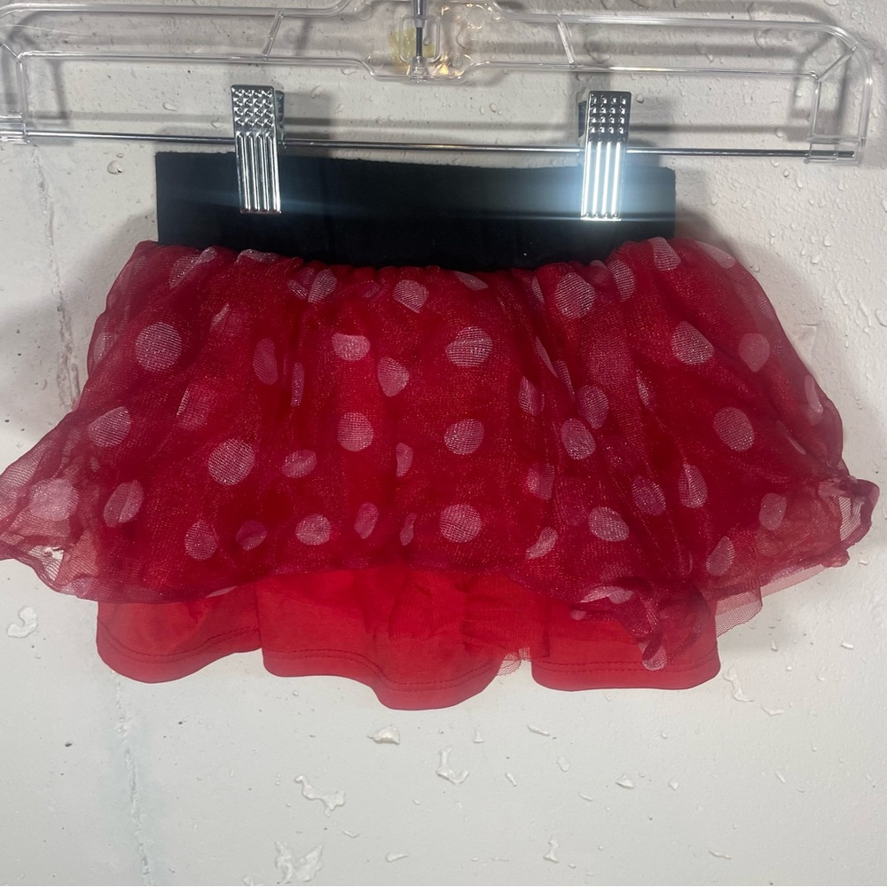 3/$10 
Disney Red and White Polka Dot Skirt with Tulle Layers